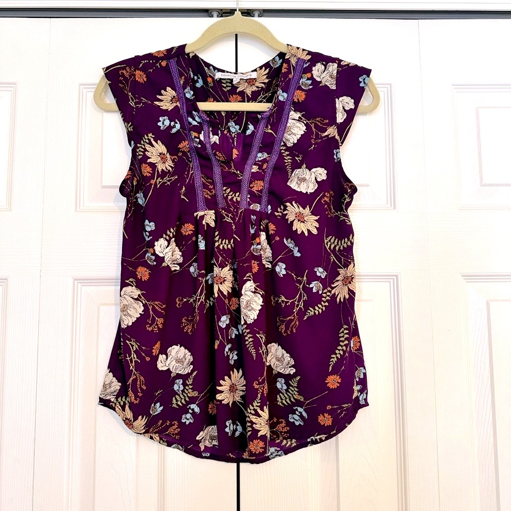 Purple Boho Vibe Floral Tank Top by Collective Concepts. Size Small